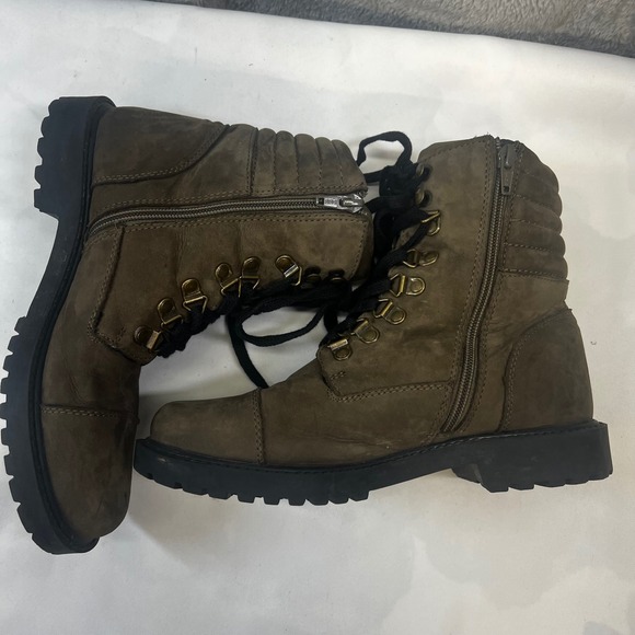 Steve Madden Rosario Olive Green Leather Lace Up Zip Combat Boots 8 Grunge - Picture 4 of 10